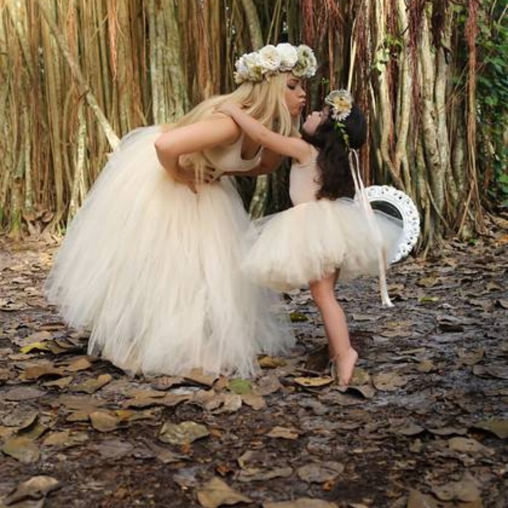 Mother Daughter Matching Beige Tutu Set